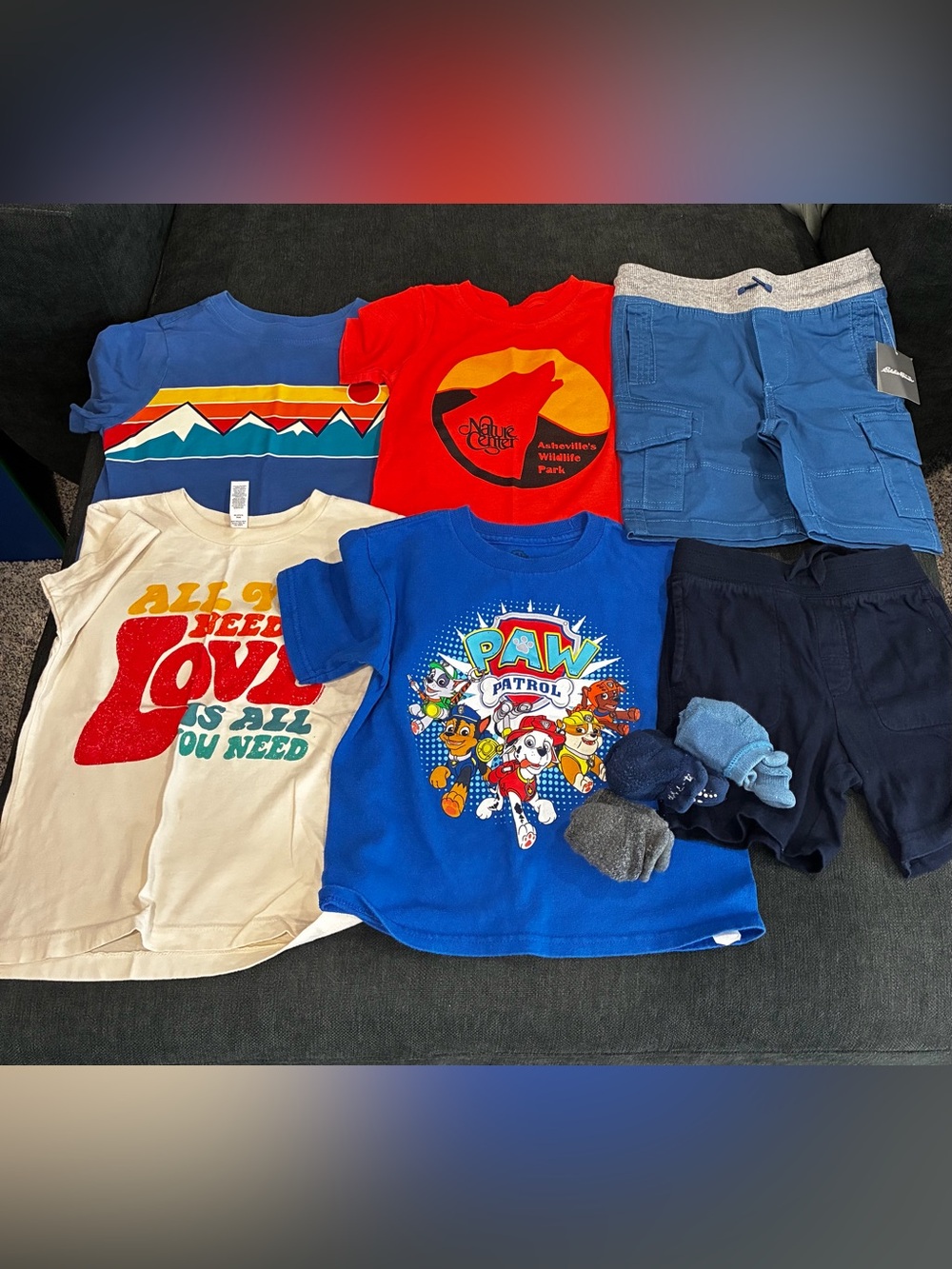 Boys Summer Clothes Bundle Lot of 6 Size 4 Paw Patrol Eddie Bauer Shorts Tees